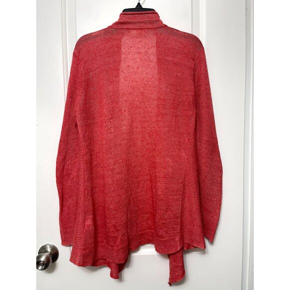 Eileen Fisher Cascading Open Front Long Sleeve Cardigan in Coral Pink Size XS - Picture 5 of 9